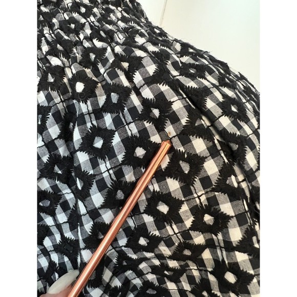 J Crew Factory Embroidered Sidewalk Skirt Gingham Size 8 Elastic Waist pockets - Picture 8 of 8